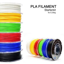 PLA Filament Starterkit Set Wei&szlig;, Rot, Gelb, Gr&uuml;n, Blau &amp; Schwarz (6 x 0,33 kg) 1.75mm