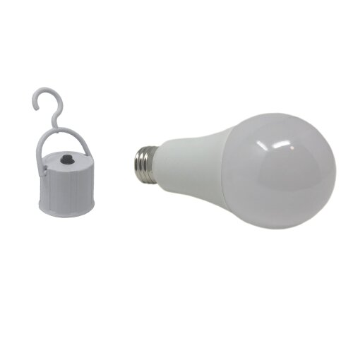 Store HD - LED Gl&uuml;hbirne E27 in Kaltwei&szlig;, LED Lampe mit Akku Batterien als Notfalllampe, E27 LED Fassung, Emergency Light inklusive Adapter mit Ein/Aus Schalter und B&uuml;gel