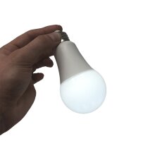 Store HD - LED Gl&uuml;hbirne E27 in Kaltwei&szlig;, LED Lampe mit Akku Batterien als Notfalllampe, E27 LED Fassung, Emergency Light inklusive Adapter mit Ein/Aus Schalter und B&uuml;gel