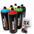 Montana Black Spr&uuml;hdosen Set &ndash; 6 Dosen Grundfarben Schwarz Wei&szlig; Blau Gr&uuml;n Rot Gelb + Ersatzspr&uuml;hk&ouml;pfe - 6 x 400ml Spraydosen Cans Spray Graffiti