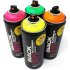 Montana Black Infra Spr&uuml;hdosen Set Neon Farben + Ersatzspr&uuml;hk&ouml;pfe - 4 x 400ml