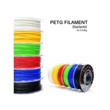 PETG Filament Starterkit Wei&szlig;, Rot, Gelb, Gr&uuml;n, Blau &amp; Schwarz (6 x 0,33 kg) 1.75mm