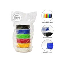 PETG Filament Starterkit Wei&szlig;, Rot, Gelb, Gr&uuml;n, Blau &amp; Schwarz (6 x 0,33 kg) 1.75mm