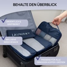 NATUMO Koffer Organizer Set  5-teilig, 4 Kleidertaschen + 1 W&auml;schesack  - Blau