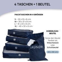 NATUMO Koffer Organizer Set  5-teilig, 4 Kleidertaschen + 1 W&auml;schesack  - Blau