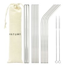 NATUMO &reg; Edelstahl Strohhalm-Set wiederverwendbar,...