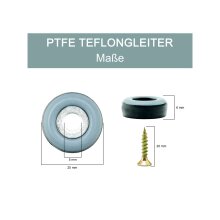 store HD M&ouml;belgleiter zum Schrauben &Oslash; 20  mm Teflon Teppichgleiter PTFE Teflongleiter mit Schrauben - Beste Alternative zu Filzgleitern