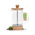 Natumo French Press, Kaffeepresse aus Glas mit Bambus-Deckel und Kork-Untersetzer, 600ml