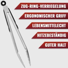 NATUMO Grillbesteck 4er Set Edelstahl, Lange Grillzange,Grillb&uuml;rste, Wender und Grillgabel. Grill-Zubeh&ouml;r rostfrei&hellip;