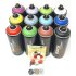 Montana Black Spr&uuml;hdosen beliebtes 12er Set + Ersatzspr&uuml;hk&ouml;pfe - Graffiti Street Art 12 x 400 ml