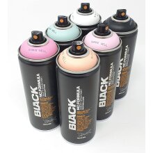 Montana Black Spr&uuml;hdosen Frauenpower Set + Ersatzspr&uuml;hk&ouml;pfe - Graffiti Street Art 6 x 400 ml