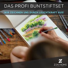 ZEN HOME - SMART LIVING | Profi Buntstifte Set &ndash; 72 Malstifte mit hoher Bruchfestigkeit &ndash; Buntstifte f&uuml;r Erwachsene K&uuml;nstler Kinder + Farblegende &amp; Blechdose