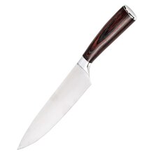 NATUMO Profi-K&uuml;chenmesser/ Santokumesser mit extrem scharfer Klinge, Hochwertiges Edelstahl Kochmesser mit Holzgriff (32,5 cm)