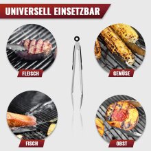 NATUMO Grillzange Edelstahl 30cm, K&uuml;chenzange mit Silikon-Griff, rostfrei (3er Set)