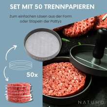 NATUMO Burgerpresse Set aus Hamburgerpresse und Burger...