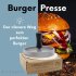 NATUMO Burgerpresse Set aus Hamburgerpresse und Burger Papier (50x Trennpapier), Burger Maker aus Aluguss (&Oslash; 11cm, 200g), Profi Burger Pattie Presse mit Antihaftbeschichtung (Silber)