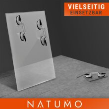 NATUMO&reg; Saugheber [2er Set] - Glassauger mit 100kg Tragkraft - Vakuumheber mit ergonomischen &amp; rutschfesten Griffen f&uuml;r Fliesen, M&ouml;bel, Glas, Laminat, Vinyl &amp; Terrassenplatten [Silber]