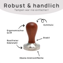 NATUMO Espresso Tamper  mit Holzgriff, Siebtr&auml;ger Zubeh&ouml;r, Kaffe Tamper Set Holz mit Tampermatte - verschiedene Gr&ouml;&szlig;en