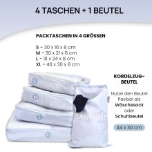 NATUMO Koffer Organizer Set  5-teilig, 4 Kleidertaschen + 1 W&auml;schesack  - Grau